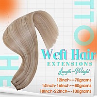 Hetto Blonde Weft Extensions Human Hair 22 Inch 100g Sew in Weft Hair Extensions Human Hair Blonde Brazilian Hand Tied Weft Human Hair Weft Weave Hair Extensions