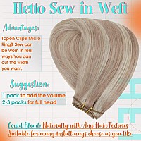 Hetto Blonde Weft Extensions Human Hair 22 Inch 100g Sew in Weft Hair Extensions Human Hair Blonde Brazilian Hand Tied Weft Human Hair Weft Weave Hair Extensions