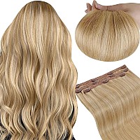 Runature Human Hair Clip In Extensions Blonde Clip In Hair Extensions 18 Inch Golden Blonde Highlight Honey Blonde Extensions Cl