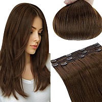 Runature Real Human Hair Clip In Hair Extensions Chocolate Brown Clip In Extensions Real Human Hair Off Black Human Hairpiece Do