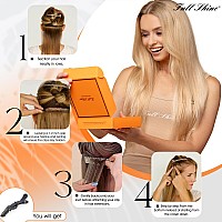 Full Shine Blonde Clip In Human Hair Extensions Highlights Remy Clip In Hair Extensions Double Weft Silky Straight 7Pcs Invisibl