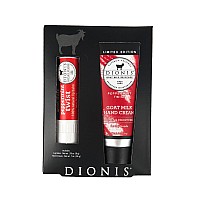 Dionis Goat Milk Skincare Peppermint Scented Hand Cream Lip Balm Set Travel Hand Lotion Lip Balm Set For Self Care Gifts