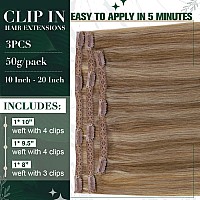 Runature Clip In Extensions Real Human Hair Blonde Highlight 12 Inch Caramel Blonde With Dark Blonde Hair Extensions Clip In Hum