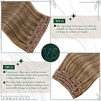 Runature Clip In Extensions Real Human Hair Blonde Highlight 12 Inch Caramel Blonde With Dark Blonde Hair Extensions Clip In Hum