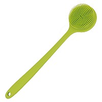 Dnc Silicone Back Scrubber Soft Bath Body Brush For Shower With Long Handle Green