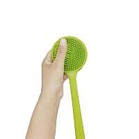 Dnc Silicone Back Scrubber Soft Bath Body Brush For Shower With Long Handle Green