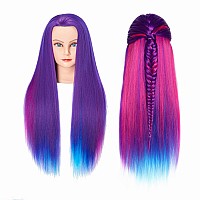 Hairginkgo Mannequin Head 2628 Super Long Synthetic Fiber Hair Manikin Head Styling Hairdresser Training Head Cosmetology Dol