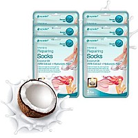 Epielle Intensive Repairing Foot Mask for Dry foot and Cracked heel and callus (Socks-6pk) Foot Spa masks | Coconut Oil + Milk Extract + Hyaluronic Acid. Mothers Day GIfts