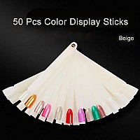 Jassins 50 Pcs Nail Swatch Sticks With Ring Fanshaped Nail Art Polish Practice Display Tips Nail Sample Sticks Nail Practice