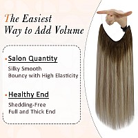 Full Shine Invisible Wire Hair Extensions Real Human Hair Balayage Ombre Wire Hair Extensions 3822 Dark Root Secret Extensions