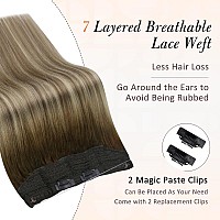 Full Shine Invisible Wire Hair Extensions Real Human Hair Balayage Ombre Wire Hair Extensions 3822 Dark Root Secret Extensions