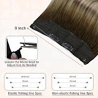 Full Shine Invisible Wire Hair Extensions Real Human Hair Balayage Ombre Wire Hair Extensions 3822 Dark Root Secret Extensions