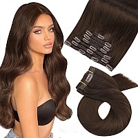 Moresoo Clip In Hair Extensions Human Hair Dark Brown Remy Hair Extensions Clip In Human Hair Double Weft Clip On Hair Extension