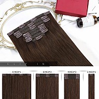 Moresoo Clip In Hair Extensions Human Hair Dark Brown Remy Hair Extensions Clip In Human Hair Double Weft Clip On Hair Extension