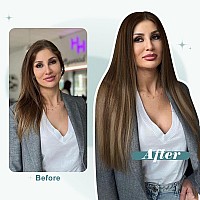 Full Shine Clip In Hair Extensions Human Hair Balayage Chestnut Brown To Light Brown Mix Golden Blonde Clip In Human Hair Extens