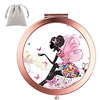 Dynippy Compact Mirror Rose Gold Makeup Mirror Folding Mini Pocket Mirror Portable Hand Mirror Doublesided 2 X 1X Magnification