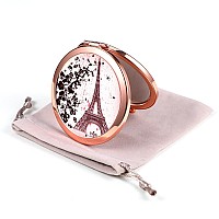 Dynippy Compact Mirror Rose Gold Makeup Mirror Folding Mini Pocket Mirror Portable Hand Mirror Doublesided 2 X 1X Magnification