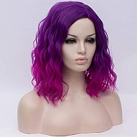 Cying Lin Short Bob Wavy Curly Wig Ombre Purple Wig For Women Cosplay Halloween Wigs Heat Resistant Bob Party Wig Include Wig Cap (Purple Ombre)