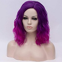 Cying Lin Short Bob Wavy Curly Wig Ombre Purple Wig For Women Cosplay Halloween Wigs Heat Resistant Bob Party Wig Include Wig Cap (Purple Ombre)