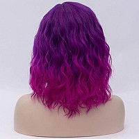 Cying Lin Short Bob Wavy Curly Wig Ombre Purple Wig For Women Cosplay Halloween Wigs Heat Resistant Bob Party Wig Include Wig Cap (Purple Ombre)