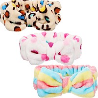 3 Pcs Towel Headbands For Women Headband For Washing Face Facial Hair Band Skincare Microfiber Bowtie Headband Makeup Terry Clot