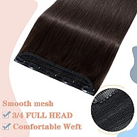 Snoilite Clip In Hair Extensions Human Hair Clip In Human Hair One Piece5 Clips34 Full Head Standard Weft Clip In Extensions