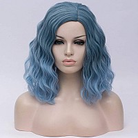 Cying Lin Short Bob Wavy Curly Wig Ombre Light Blue Wig For Women Cosplay Halloween Wigs Heat Resistant Bob Party Wig Include Wig Cap (Ombre Light Blue)