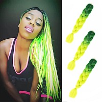 Imierfa Kanekalon Braiding Hair Ombre Green 2 Tone Color High Temperature Synthetic Hair Jumbo Braiding Hair Extensions For Twis