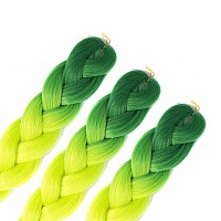 Imierfa Kanekalon Braiding Hair Ombre Green 2 Tone Color High Temperature Synthetic Hair Jumbo Braiding Hair Extensions For Twis