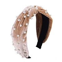 Headbands for Women Pearl Headbands - 1PCS Twisted Faux Pearl Velvet Headband Elegant Bling Hair Clip Hairpins Headwear Barrette Styling Tools Accessories,Creamy White