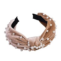 Headbands for Women Pearl Headbands - 1PCS Twisted Faux Pearl Velvet Headband Elegant Bling Hair Clip Hairpins Headwear Barrette Styling Tools Accessories,Creamy White