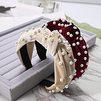 Headbands for Women Pearl Headbands - 1PCS Twisted Faux Pearl Velvet Headband Elegant Bling Hair Clip Hairpins Headwear Barrette Styling Tools Accessories,Creamy White