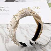 Headbands for Women Pearl Headbands - 1PCS Twisted Faux Pearl Velvet Headband Elegant Bling Hair Clip Hairpins Headwear Barrette Styling Tools Accessories,Creamy White