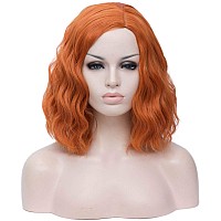 Cying Lin Short Bob Wavy Curly Wig Dark Orange Wig For Women Cosplay Halloween Wigs Heat Resistant Bob Party Wig Include Wig Cap