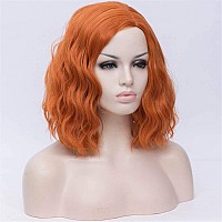 Cying Lin Short Bob Wavy Curly Wig Dark Orange Wig For Women Cosplay Halloween Wigs Heat Resistant Bob Party Wig Include Wig Cap