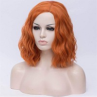 Cying Lin Short Bob Wavy Curly Wig Dark Orange Wig For Women Cosplay Halloween Wigs Heat Resistant Bob Party Wig Include Wig Cap