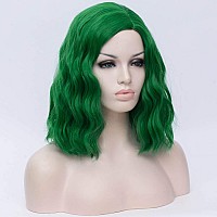 Cying Lin Short Bob Wavy Curly Wig Dark Green Wig For Women Cosplay Halloween Wigs Heat Resistant Bob Party Wig Include Wig Cap