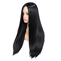 Wiger Long Black Wigs Straight Black Hair Dye Wig For Women Middle Part Synthetic Heat Resistant Natural Hair For Party Or Hallo