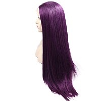 Xiweiya Eggplant Purple Wigs Long Straight Silky Soft Aubergine Purple Synthetic Lace Front Wigs 13X3 Lace Middle Part With Heat