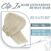 Runature Clip In Hair Extensions Real Human Hair White Blonde Clip In Hair Extensions Human Hair Straight Clip Ins Human Hair Ic