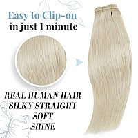 Runature Clip In Hair Extensions Real Human Hair White Blonde Clip In Hair Extensions Human Hair Straight Clip Ins Human Hair Ic