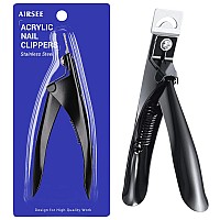 AIRSEE Professional Acrylic Nail Clipper Fake False Nails Tip Cutter Nail Trimmer for Artificial Nail Manicure Pedicure Sharp Rustproof Nail Art Tool Home DIY Use Black