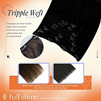 Full Shine Black Clip In Extensions Human Hair Clip In Hair Extensions Black For Thin Hair Jet Black Hair Extensions Real Human