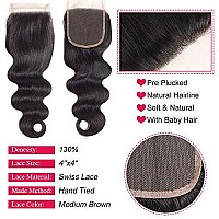 9A Brazilian Hair Body Wave 3 Bundles With Closure Virgin Human Hair Weave With Lace Closure Free Part Natural Black 22 24 262