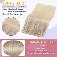 Sunny Wire Hair Extensions Human Hair Ombre Blonde Fishing Wire Hair Extensions Ash Blonde Ombre Platinum Blonde Crown Hair Exte