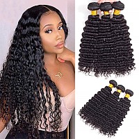 12A Brazilian Deep Wave Human Hair 3 Bundles 22 22 22 Pineapple Deep Wave Bundles 100 Unprocessed Virgin Remy Hair Bundles D