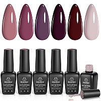 Beetles Red Gel Nail Polish Set - Peach Pink Skin Tone Gel Polish Kit Burgundy Red Nail Gel Polish Soak Off Nail Uv Lamp Gel Nail Kit Nail Art Design Gifts For Girls