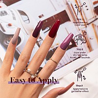 Beetles Red Gel Nail Polish Set - Peach Pink Skin Tone Gel Polish Kit Burgundy Red Nail Gel Polish Soak Off Nail Uv Lamp Gel Nail Kit Nail Art Design Gifts For Girls