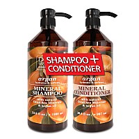 Dead Sea Collection Softening Shampoo And Conditioner Set With Pure Argan Oil Hair Products For All Hair Types Set Of 2 Bott