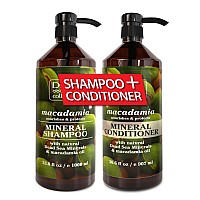 Dead Sea Collection Softening Shampoo And Conditioner Set With Pure Macadamia Oil Hair Products For All Hair Types Set Of 2